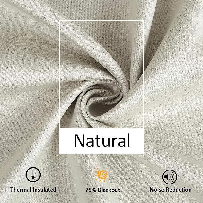 Treatmentex Pom Pom Curtains for Bedroom Windows 90 inch Energy Efficient Thermal Insulated Living Room Darkening Curtain Panels for Kitchen Nursery Room Ivory 52" w x2 Panels Rod Pocket