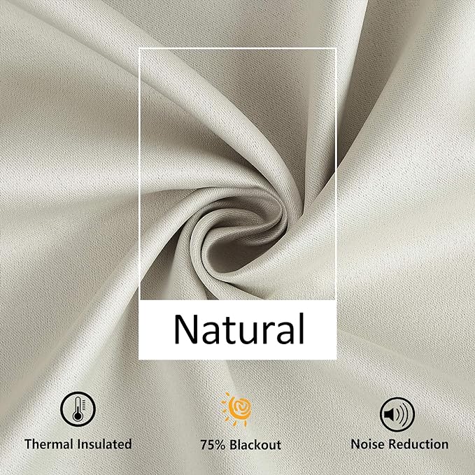 Treatmentex Pompom Window Curtain Panels Natural 45" Long Small Window Curtain Ivory Curtain Drapes for Basement Laundry Room Darkening Curtains 2Panels