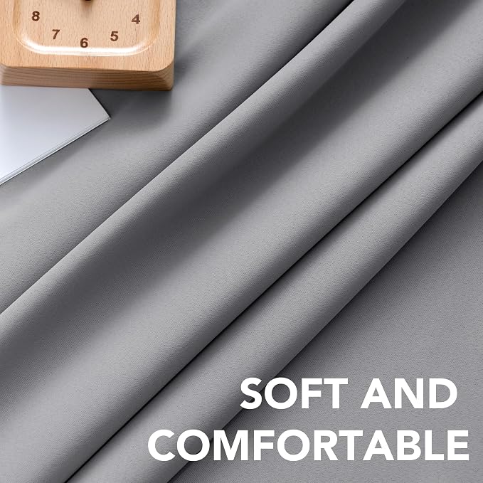 H.VERSAILTEX Blackout Curtains Thermal Insulated Window Treatment Panels Room Darkening Blackout Drapes for Living Room Back Tab/Rod Pocket Bedroom Draperies, 52 x 84 Inch, Grey, 2 Panels