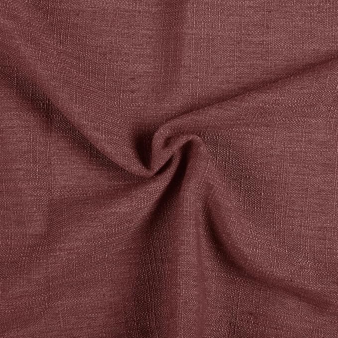 TWOPAGES 26" W x 24" L Linen Blend Cafe Curtains for Kitchen Window, Light Filtering Pinch Pleated Tier Curtains, Modern Farmhouse Half Window Curtains for Bathroom, Cinnabar, 2 Panels