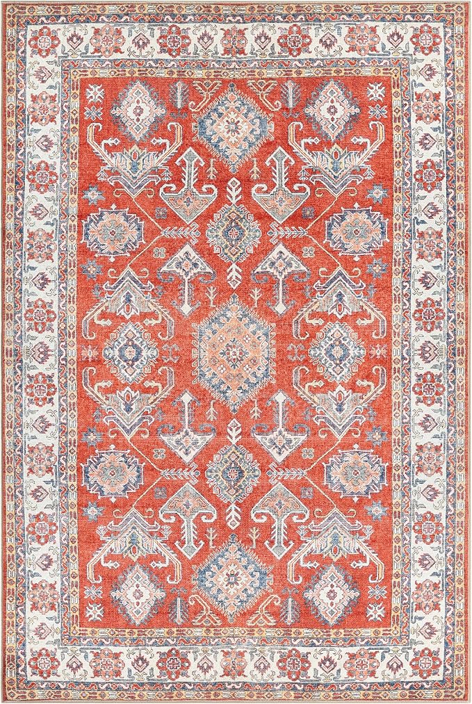 Keen Home Design 9x12 Rug - Machine Washable Area Rug with Non-Slip Backing, Ideal for Living Room, Dining Room, Bedroom - Vintage, Easy Clean, Durable, Low Pile Rug - (9' x 12')
