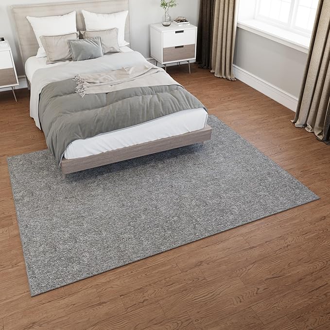 Ottomanson 6'6" x 10' Ultra-Thin Area Rug Durable Non-Slip Carpet for High-Traffic Areas - Fits Under Doors for Easy Use - Ideal for Living Room, Bedroom, Kitchen, Bathroom & Entryway, Gray