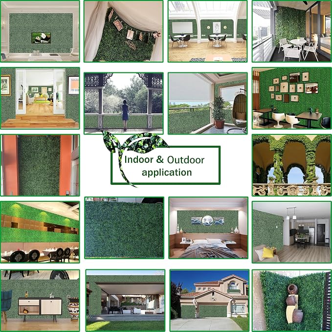 ODTORY Artificial Grass Wall Backdrop Panels 10x10 Inch 12-Pack (8.4 sqft) | UV-Anti, Faux Boxwood Hedge Fence, 4-Layer Leaves, Garden/Backyard/Balcony Privacy Screen, Indoor Outdoor Wall Decor