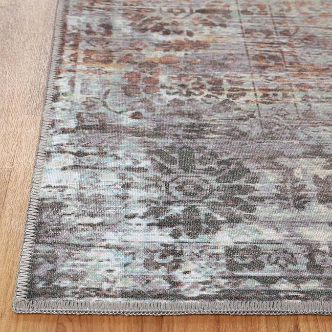 Superior Indoor Large Area Rug, Non-Slip Back, for Kids or Pets, Entry, Living Room, Kitchen, Dorm, Bedroom, Hallway, Machine Washable, Floor Cover, Diamond Lattice, Macaw Collection, 5' x 7', Cream