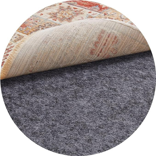 Veken 6 Ft Round Non Slip Cushioned Rug Pad Gripper, Felt and Silicone Backing, 1/8" Thick, Carpet Liner Protector Mat for Area Rugs and Hardwood Floors, with Over 99 Pcs Anti-Slip Strips Pattern