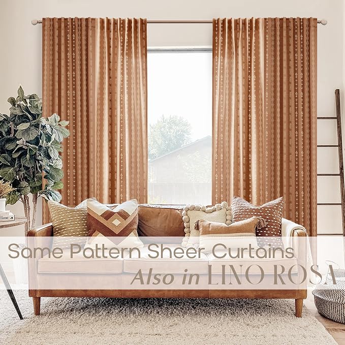 72 Inch Curtains Long,Room Darkening 70% Black Out Blackout Boho Pattern Thermal Insulating Curtains for Living Room Bedroom 2 Panels Set