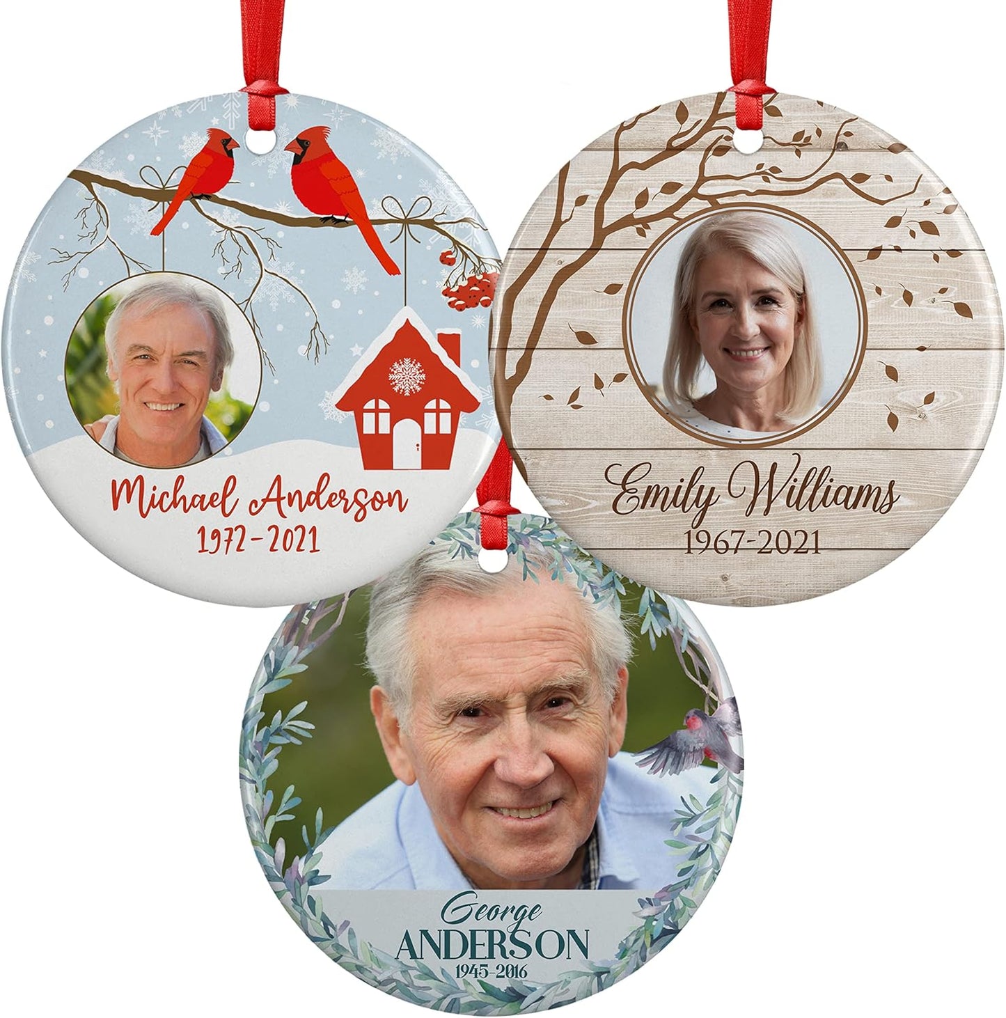 Always in Our Hearts, Memorial Christmas Ornament Personalized with Photo, Name & Date - Upload Photo & Picture - 7 Designs, Memorial Ornaments Loss of Loved Ones – D1