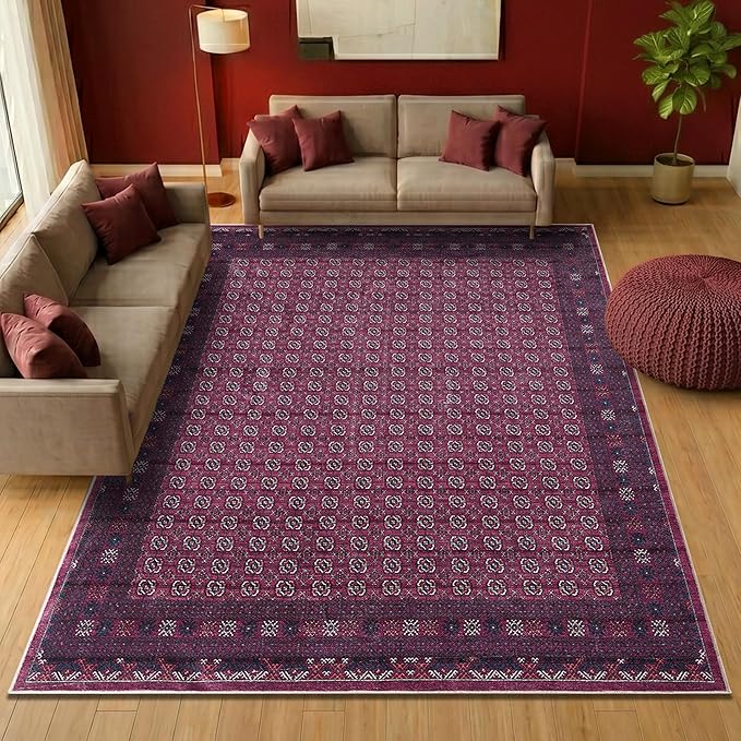 Keen Home Design 10x14 Rug - Machine Washable Area Rug with Non-Slip Backing, Ideal for Living Room, Dining Room, Bedroom - Vintage, Easy Clean, Durable, Low Pile Rug - (9'7" x 14')