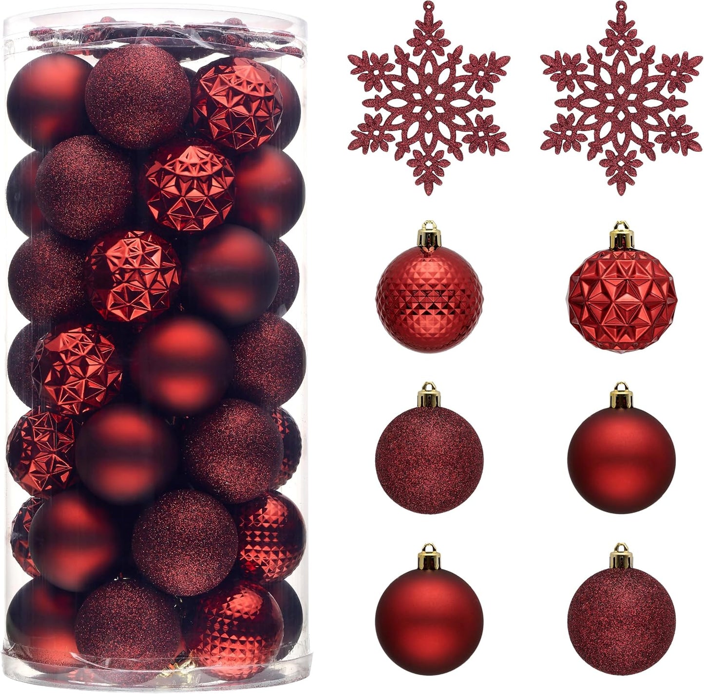 Valery Madelyn Christmas Tree Decorations Ornament Set for Fall Halloween, 50ct 2 Inches Burgundy Red Shatterproof Christmas Ball Ornaments Hanging Xmas Holiday Party Decor