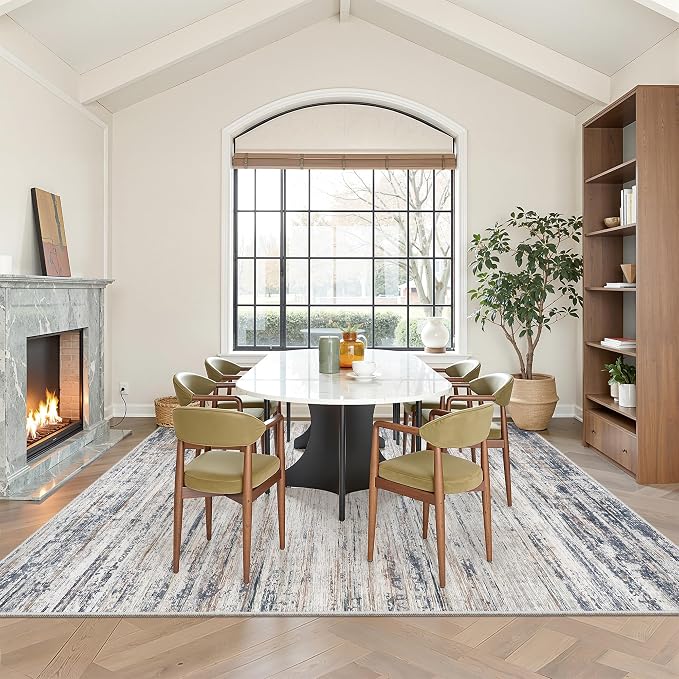 zesthome Area Rugs 6x9 Living Room, Modern Abstract Washable Rug Large Rugs Stain Resistant Indoor Carpet for Bedroom Kitchen Dining Room Nursery Home Office (Blue Grey,6'x9')