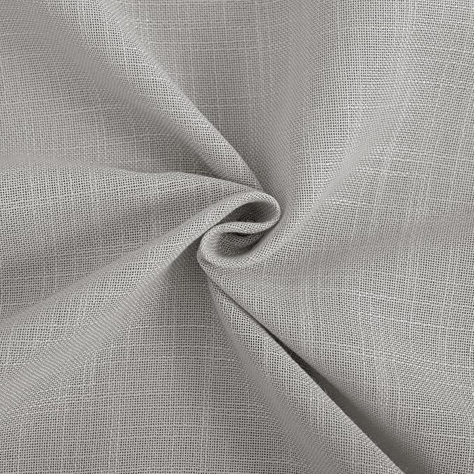 Linen Blend Grey Curtains for Living Room Back Tab Modern Farmhouse Semi Sheer Light Gray Curtains 72 inches Long 2 Panels Set Muted Neutral Cotton Texture Window Curtain for Dining Room Bedroom