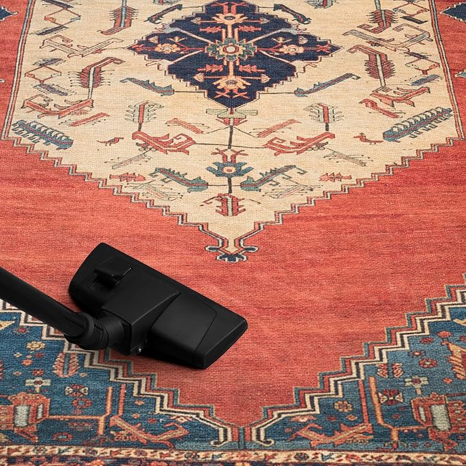 Keen Home Design 48"x72" Rug - Machine Washable Area Rug with Non-Slip Backing, Ideal for Living Room, Dining Room, Bedroom - Vintage, Easy Clean, Durable, Low Pile Rug - (4' x 6')