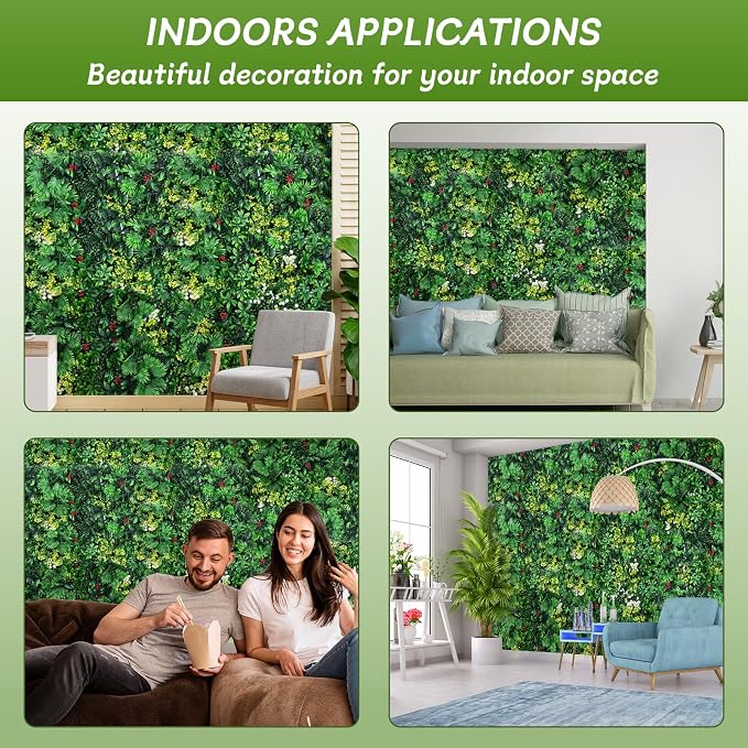 fanado Artificial Grass Wall Panels, 12 Pack 20"x20" UV-Anti Greenery Boxwood Panels, Privacy Green Wall Decor, Plant Hedge Fence Screen for Indoor Home Wedding Decor and Outdoor Backyard