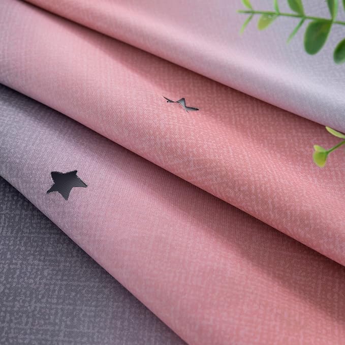 XiDi Curtains for Bedroom Decor, Rainbow Pink-Grey-34-54