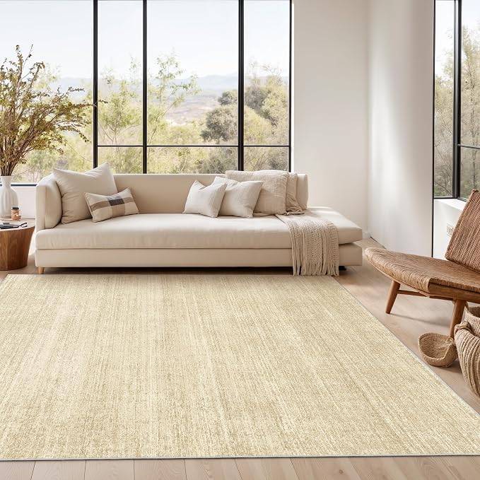 Valenrug Washable Rug 5x7 - Stain Resistant 5x7 Area Rugs for Living Room, Non Slip Backing Printed Rugs for Bedroom, Folable Machine Washable Area Rug (5'x7', Tan)