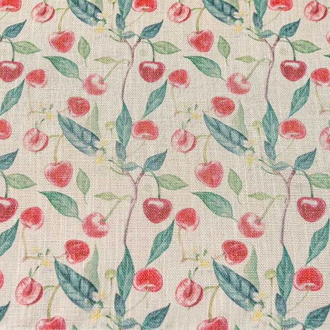 Deeprove Valance Kitchen Curtain Linen Look 18 Inch for Living Room Bedroom Window Treatment Fruits Red Cherry Print Privacy Light Filtering Vintage Rustic Farmhouse Cottagecore Rod Pocket 1 Panel