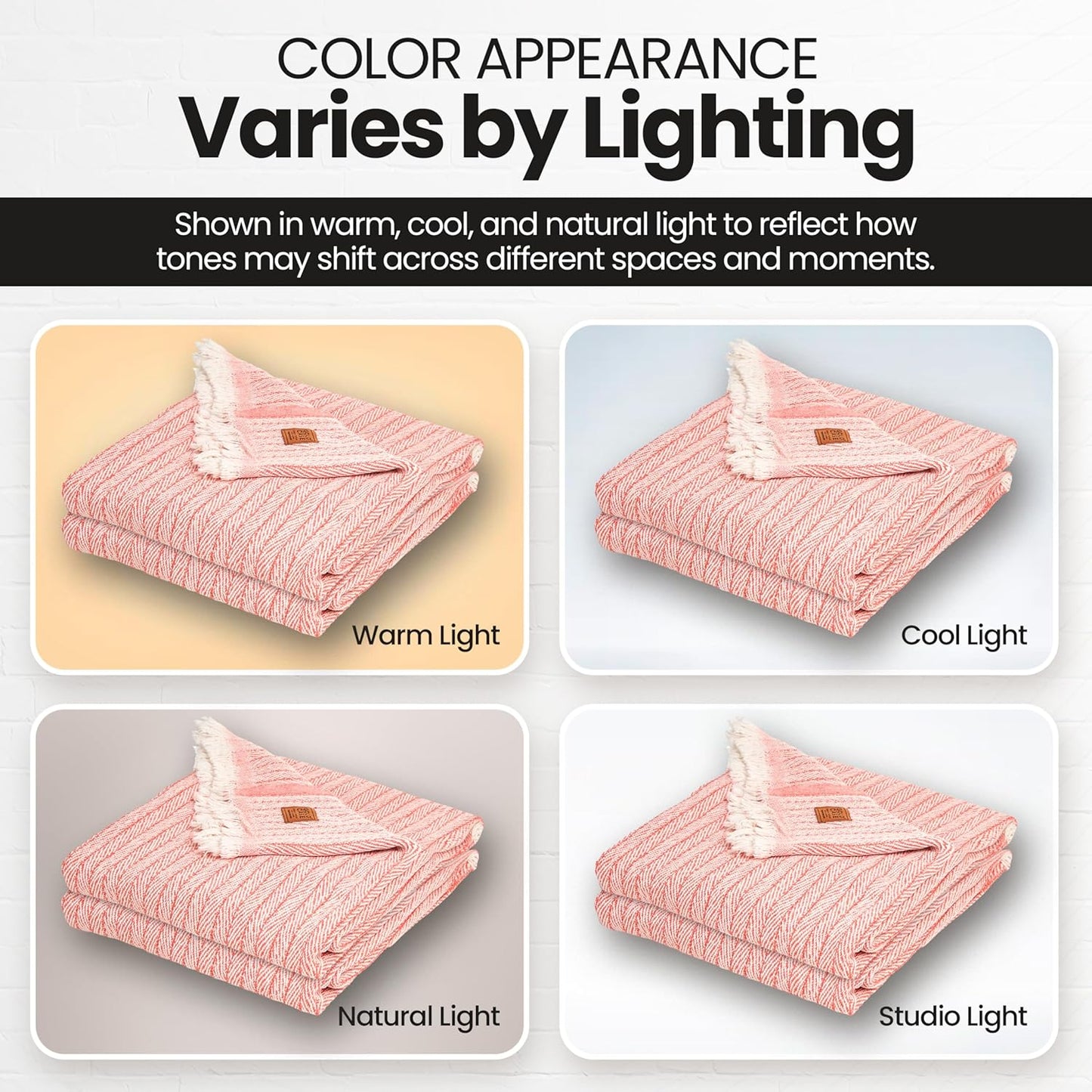 Gold Case Throw Blanket for Couch – 100% Recycled Turkish Cotton Blankets – Elegant Decorative Throw Blankets for Living Room Sofa – Woven Throws for Couch – Vintage Orange – 50x60 (Set of 2)