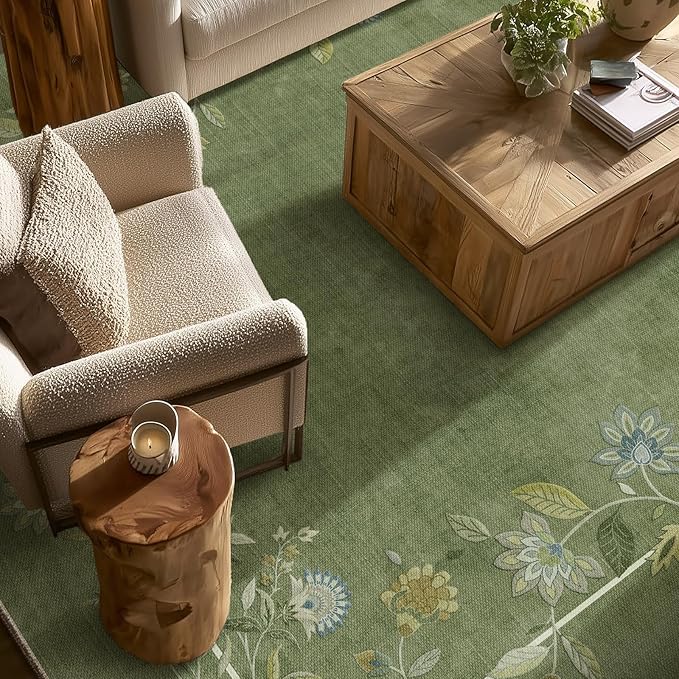 Washable Rugs 8x10 Area Rugs for Living Room: Bedroom Rug Stain Resistant Non Slip Low Pile Ultra Soft Faux Wool Lightweight Large Carpets for Dining Room Kitchen Farmhouse Home Office Indoor