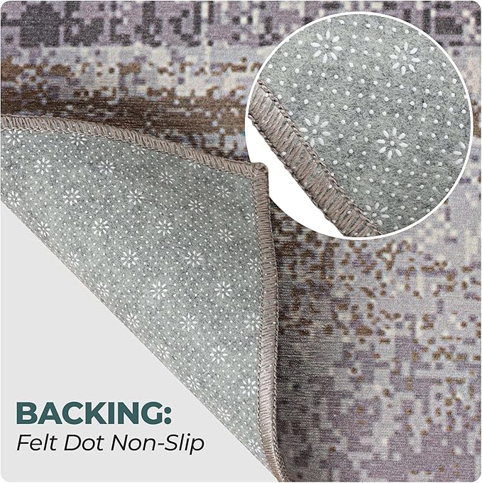 Superior Modern Abstract Washable Rug, Non-Skid Backing, Pet & Kid Friendly, Easy Care, Non-Slip Rugs for Entry, Living Room, Kitchen, Bedroom, Low Pile Area Rug, Ara Collection, 3' x 5', Taupe