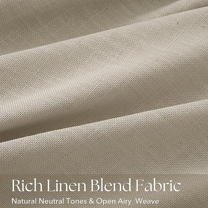 Pinch Pleat Taupe Linen Curtains 96 inches Long 2 Panels for Living Room Patio Door Taupe Light Filtering Semi Sheer Pleated Curtain 96 Length Memory Trained FarmhouseNeutral Greige Linen Drapes 8 ft