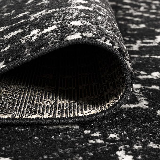 JONATHAN Y Boho Vintage Diamond Black/Ivory Round Area Rug 7 ft, Moroccan Hype for Living Room, Bedroom, Kitchen, Office, Easy-Cleaning, High Traffic, Pet-Friendly, Non-Shedding (MOH101D-7R)