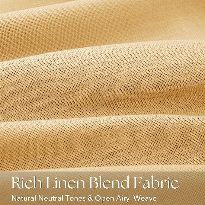Pinch Pleated Mustard Yellow Linen Curtains 84 inches Long for Living Room 2 Panel Set Light Fitering Semi Sheer Yellow Window Curtain Pleat with Hooks Rustic Farmhouse Bedroom Drapes Length 84"
