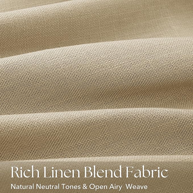 Tan Curtains 120 inches Long 2 Panel Set for Living Room Camel Beige Rustic Farmhouse Pinch Pleated Drapes Memory Trained Light Filtering Linen Curtain with Pinch Pleat Clips 120" Length Kahki