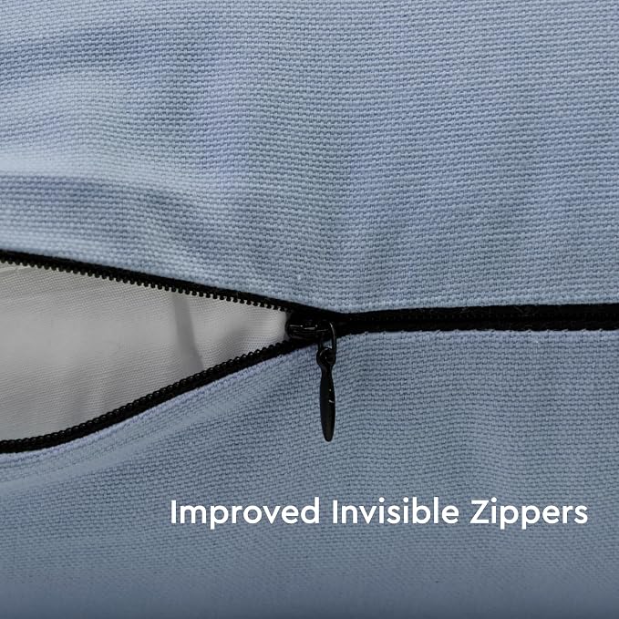 Encasa XO Throw Pillow Covers 24x24 in Set of 2 B Grey | No Inserts | Cotton Pillow Covers for Living Room, Bed, Sofa, Couch | Decorative Cushion Covers with Improved Zipper