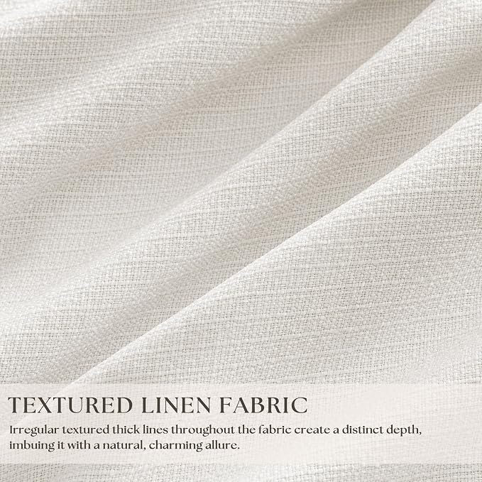 105 Inch Pinch Pleated Blackout Linen Curtains for Bedroom 2 Panels Memory Trained 100% Black Out Soundproof Room Darkening Ivory Beige Off White Window Curtains Double Layer Pinch Pleat Drapes