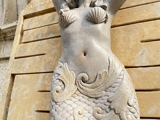 39'' High Mermaid Statue Wall Hanging Big Size Wall-Mounted Sculpture Wall Decoration Magnesium Oxide Indoor Outdoor Sculpture Mermaid Hook Garden Statue for Yard Backyard Decor