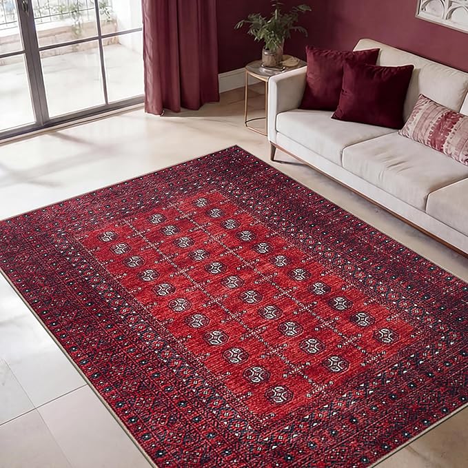 Keen Home Design 48"x72" Rug - Machine Washable Area Rug with Non-Slip Backing, Ideal for Living Room, Dining Room, Bedroom - Vintage, Easy Clean, Durable, Low Pile Rug - (4' x 6')