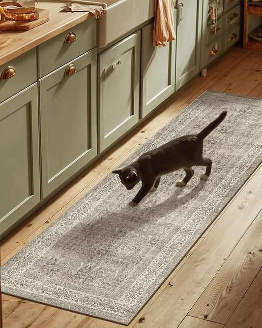 Washable Runners for Hallways Kitchen Rug: 2'6"x8' Runner Rugs Stain Resistant Non Slip Low Pile Soft Carpet Runners for Hallways Bedroom Entryway Indoor Beside Bathroom Laundry Room
