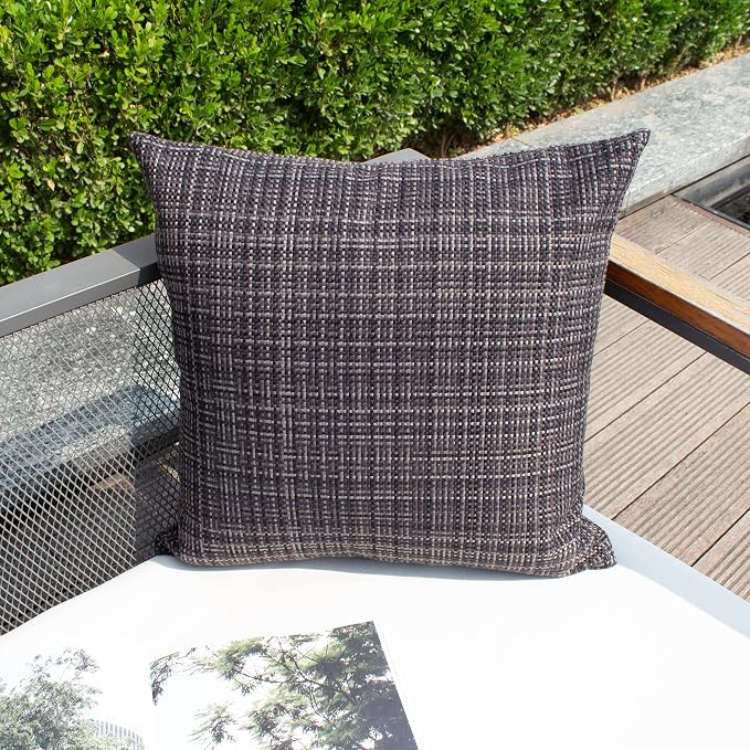 Kevin Textile Outdoor Waterproof Throw Pillow Covers Decorative Farmhouse Water Resistant Cushion Covers for Tent Patio Garden Couch Sofa Pack of 2 24x24 Inch Black