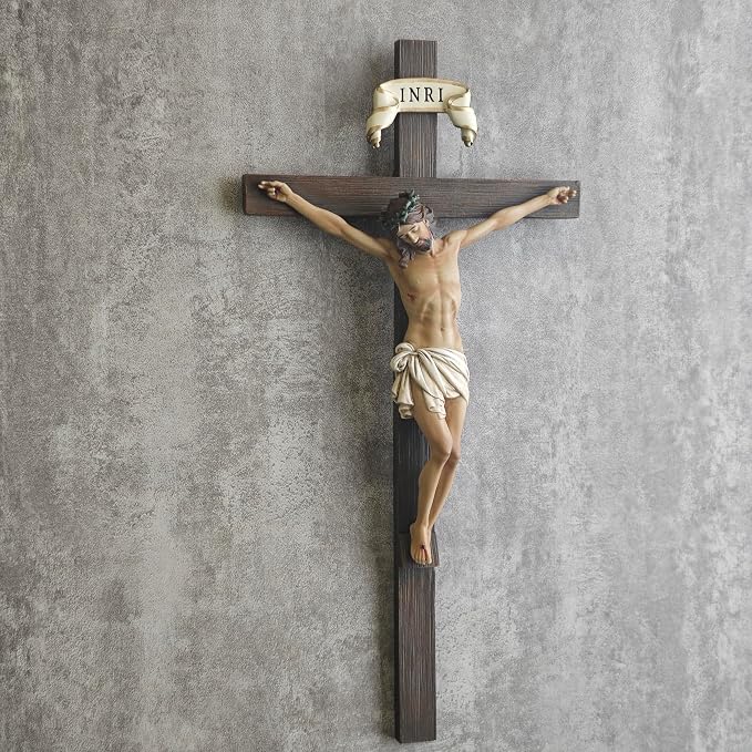 BC Catholic Crucifix Wall Cross10" H Jesus Christ Cross for Wall | Wall Crucifix for Home Altar, Católica Crucifijos, Catholic Gift, Religious Wall Decor, Handpainted Sculpture by Buildclassic