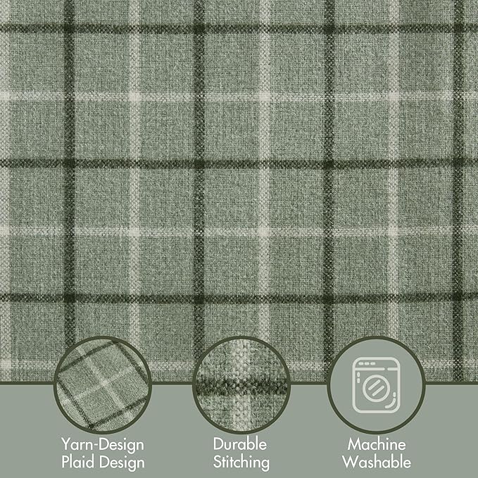 Madison Park Anaheim Cabin Plaid Curtain Window, Thermal Insulated Fleece Lining, Living Room Decor Room Darkening Drape for Bedroom, 1-Single Panel Pack, 50x108, Rod Pocket & Back Tab, Green