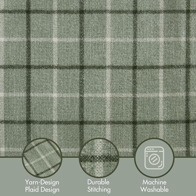 Madison Park Anaheim Cabin Plaid Curtain Window, Thermal Insulated Fleece Lining, Living Room Decor Room Darkening Drape for Bedroom, 1-Single Panel Pack, 50x95, Rod Pocket & Back Tab, Green