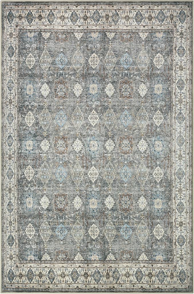 Keen Home Design 9x12 Rug - Machine Washable Area Rug with Non-Slip Backing, Ideal for Living Room, Dining Room, Bedroom - Vintage, Easy Clean, Durable, Low Pile Rug - (9' x 12')