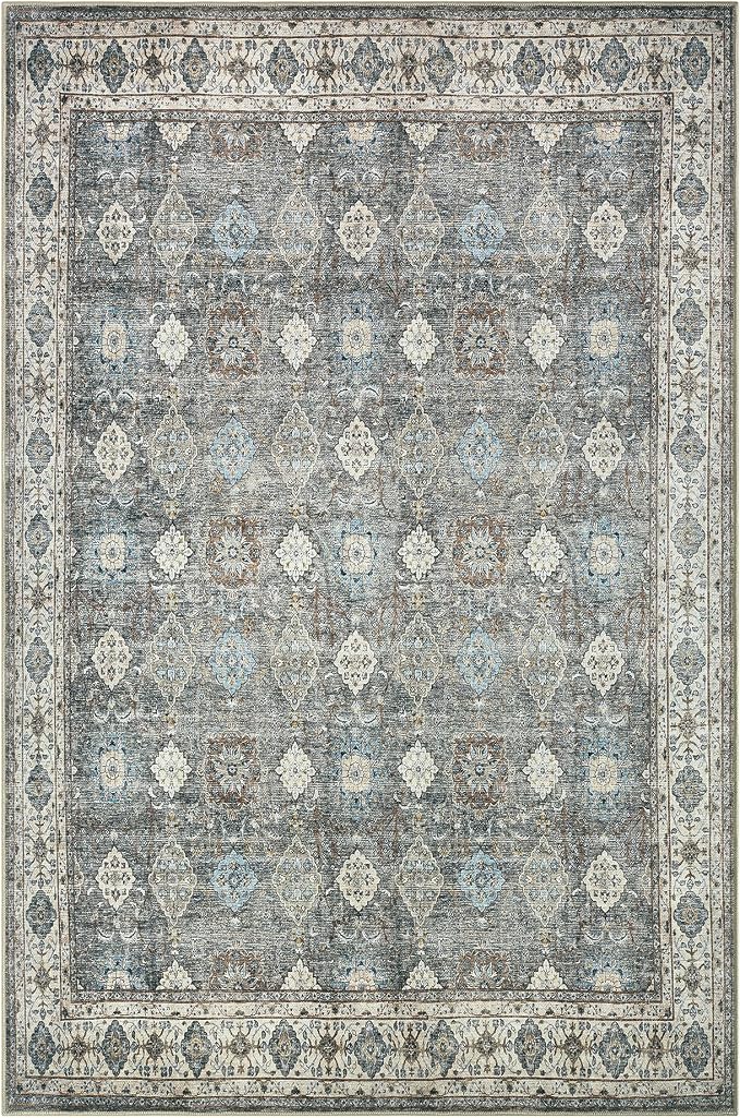 Keen Home Design 6x9 Rug - Machine Washable Area Rug with Non-Slip Backing, Ideal for Living Room, Dining Room, Bedroom - Vintage, Easy Clean, Durable, Low Pile Rug - (6' x 9')