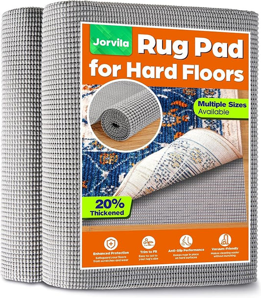 Jorvila Non-Slip Rug Pad Gripper 8x10 Feet, Anti Skid Mat for Under Area Rugs, Keeps Rugs in Position and Safe, Thick Cushioned Carpet Pad for Hardwood Floors Protection