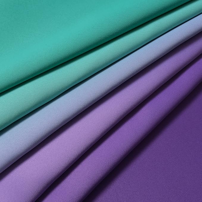 Yakamok Ombre Teal and Purple Curtains for Bedroom, Gradient Room Darkening Curtains 72 inches long,Grommet Thermal Insulated Light Blocking Window Drapes/Curtain for Living Room,52 x 72 Inch,2 Panels