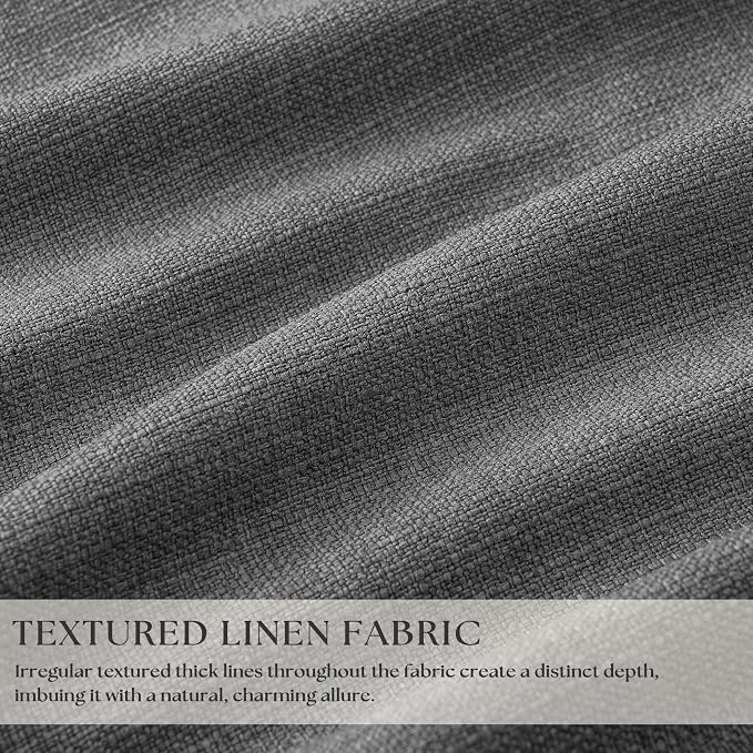 Dark Grey Pinch Pleated Blackout Curtains 108 Inches Long for Bedroom 100% Black Out Thick Linen Dual Layer Pleated Drapes Farmhouse Country Charcoal Gray 108 Inch Curtain for Dining Living Room