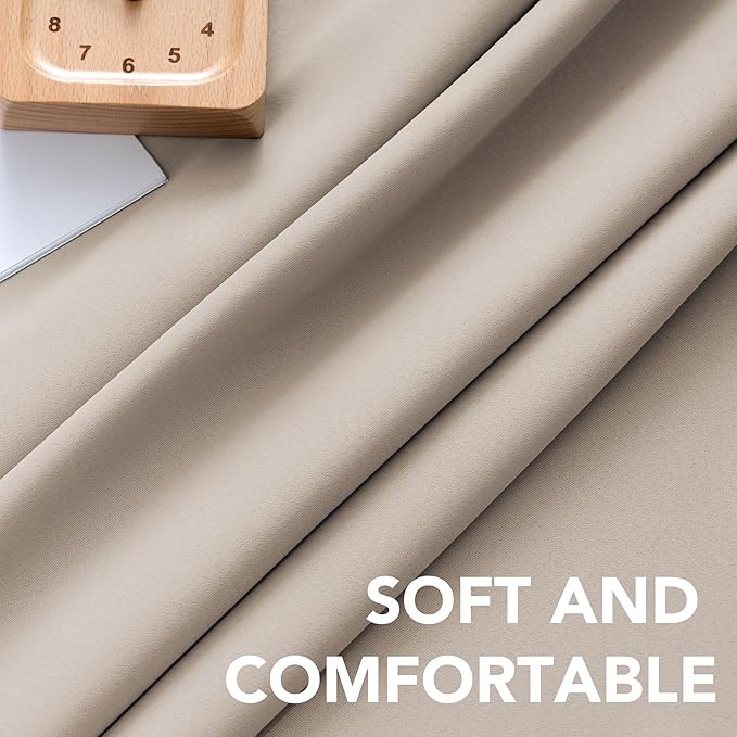 H.VERSAILTEX Blackout Curtains Thermal Insulated Window Treatment Panels Room Darkening Blackout Drapes for Living Room Back Tab/Rod Pocket Bedroom Draperies (2 Panels, Fog, 52 x 96 Inch)