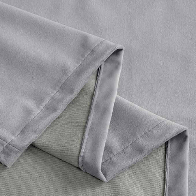 YoungsTex Curtains 102 Inch Length 2 Panels Set for Living Room, Velvet Blackout Drapes with Grommet Privacy for Sliding Door Bedroom, Light Grey, 2 Panels, 52 X 102 Inch