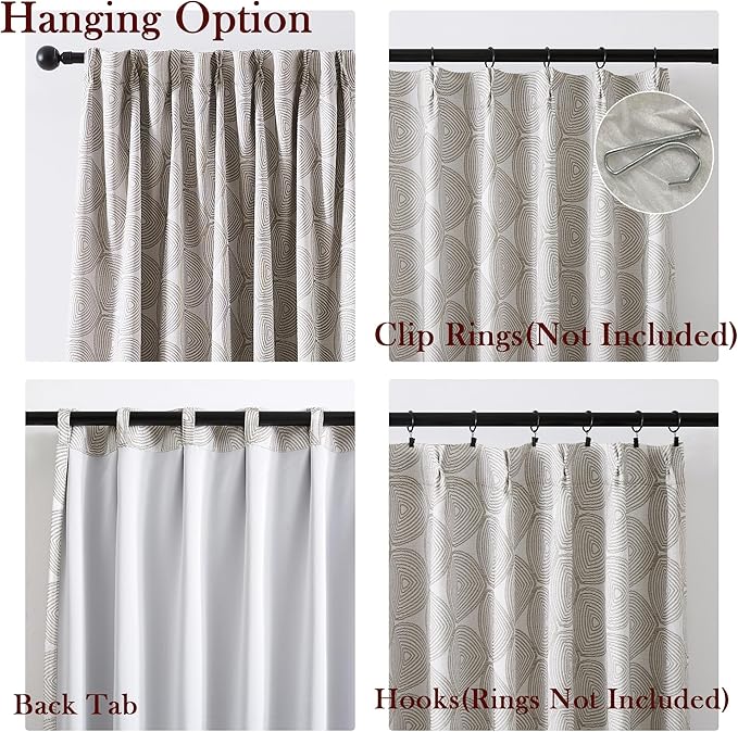 Randall Tan Geometric Pattern Curtains 95 Inch Length 2 Panels Set for Living Room 90% Blackout Back Tab and Rod Pocket Elegant Neutral Farmhouse Decor Curtain for Bedroom Dinner Room 40x95