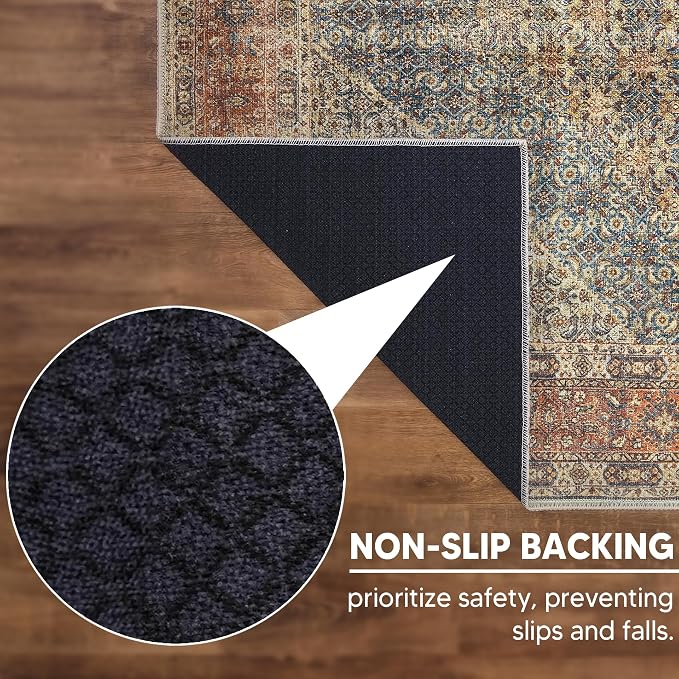 Keen Home Design 30"x120" Rug - Machine Washable Runner Rug with Non-Slip Backing, Ideal for Hallway, Entryway, Kitchen, Laundry Room - Vintage, Easy Clean, Durable, Low Pile - (2'6" x 10')
