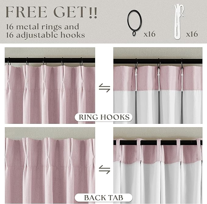 Light Pink Blackout Nursery Curtains 120 Inches Long 2 Panels Girls Bedroom Pinch Pleated Black Out Dusty Pink Curtains 120 Inch Length 2 Panels Room Darkening Thermal Insulated Baby Dusty Pink