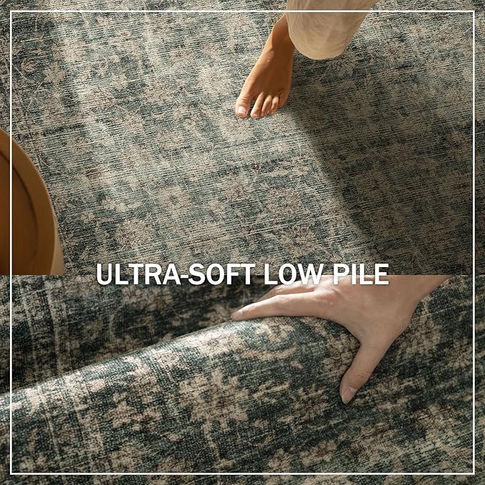 Washable Kitchen Rug Runners for Hallways: 2'x6' Entryway Rug with Non Slip Backing Low Pile Soft Indoor Floor Carpet Runner for Hallways Kitchen Laundry Room Bathroom Bedroom