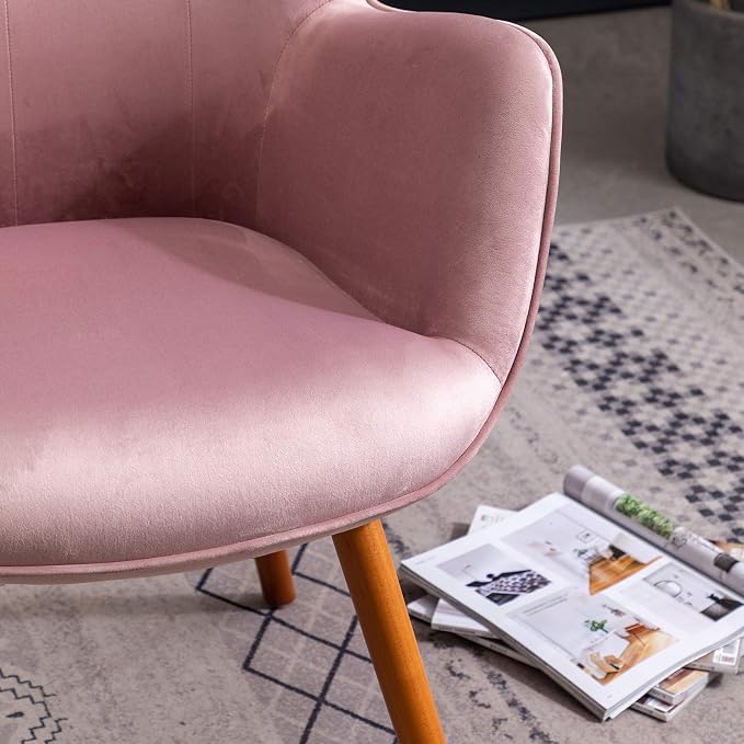 Roundhill Furniture Doarnin Contemporary Silky Velvet Tufted Button Back Accent Chair, Mauve