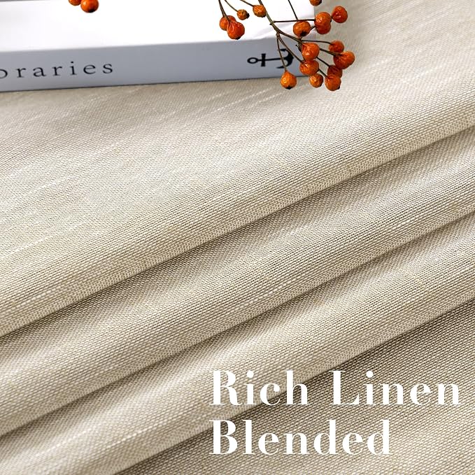 H.VERSAILTEX Linen Curtains Flax Linen Blended Curtain Panels for Living Room/Bedroom Semi Sheer Privacy Curtains 102 inch Length 2 Panels Set Nickel Grommet Window Drapes, Linen