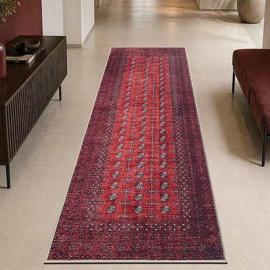 Keen Home Design 30"x144" Rug - Machine Washable Runner Rug with Non-Slip Backing, Ideal for Hallway, Entryway, Kitchen, Laundry Room - Vintage, Easy Clean, Durable, Low Pile - (2'6" x 12')